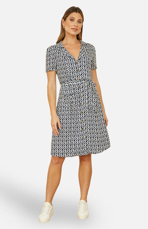 Geo Print Retro Style Shirt Dress