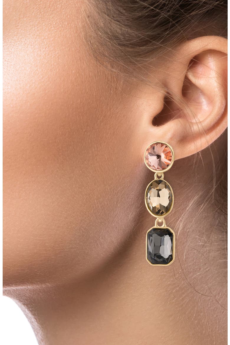 Crystal Multi-Stone Drop Earrings, Alternate, color, MULTI/ GOLD