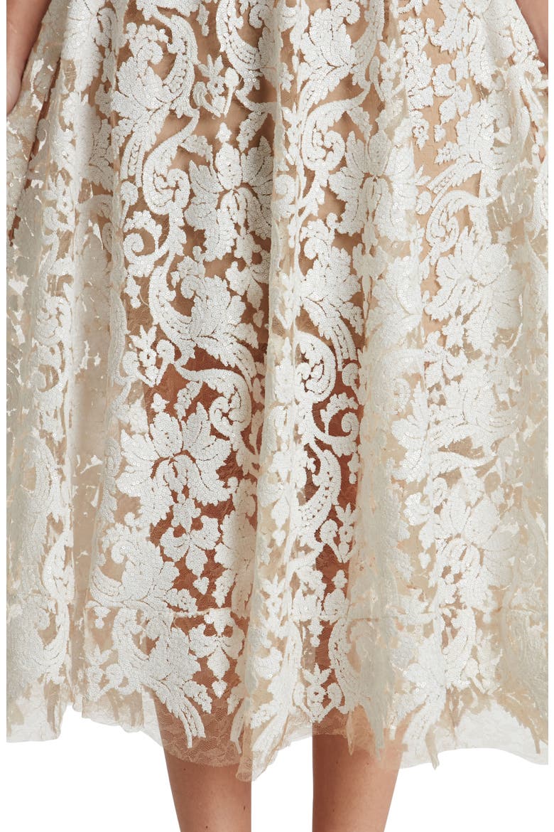Blair Embellished Fit & Flare Cocktail Dress, Alternate, color, WHITE/ NUDE