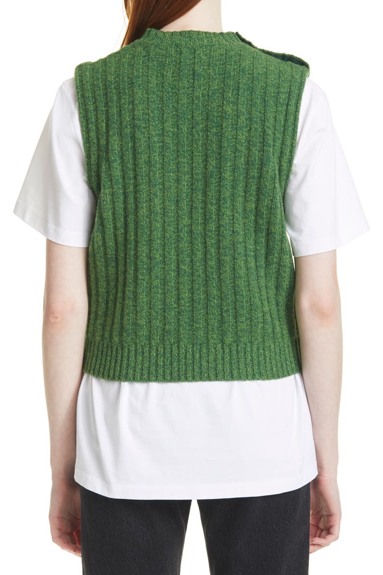 Shoulder Button Recycled Wool Blend Sweater Vest, Alternate, color, KELLY GREEN