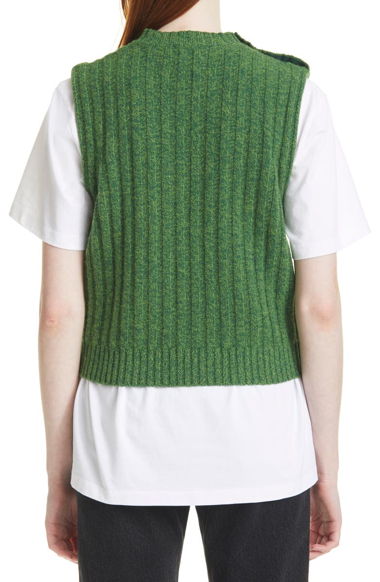 Ganni Shoulder Button Recycled Wool Blend Sweater Vest, Alternate, color,