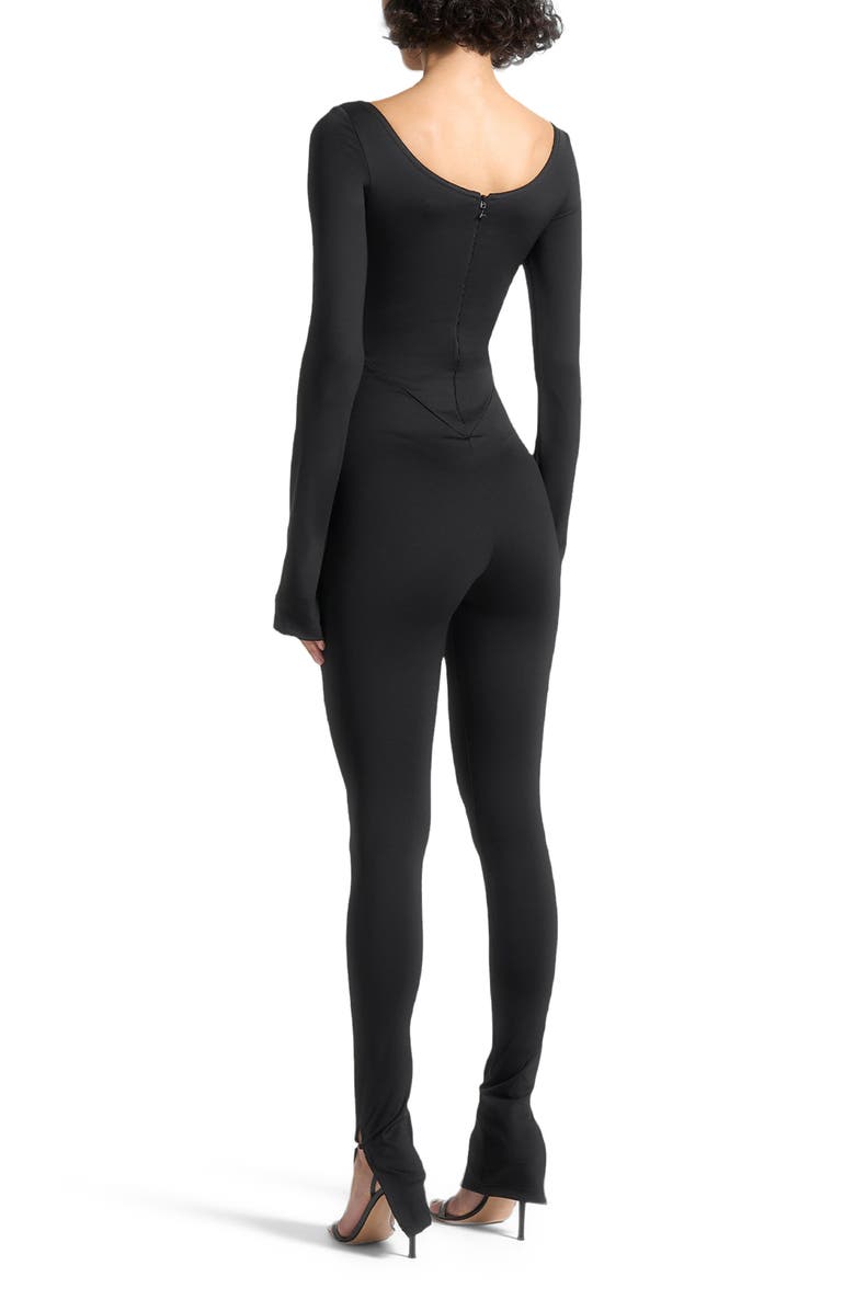 Manière De Voir Twisted Bust Off Shoulder Jumpsuit, Alternate, color, Black