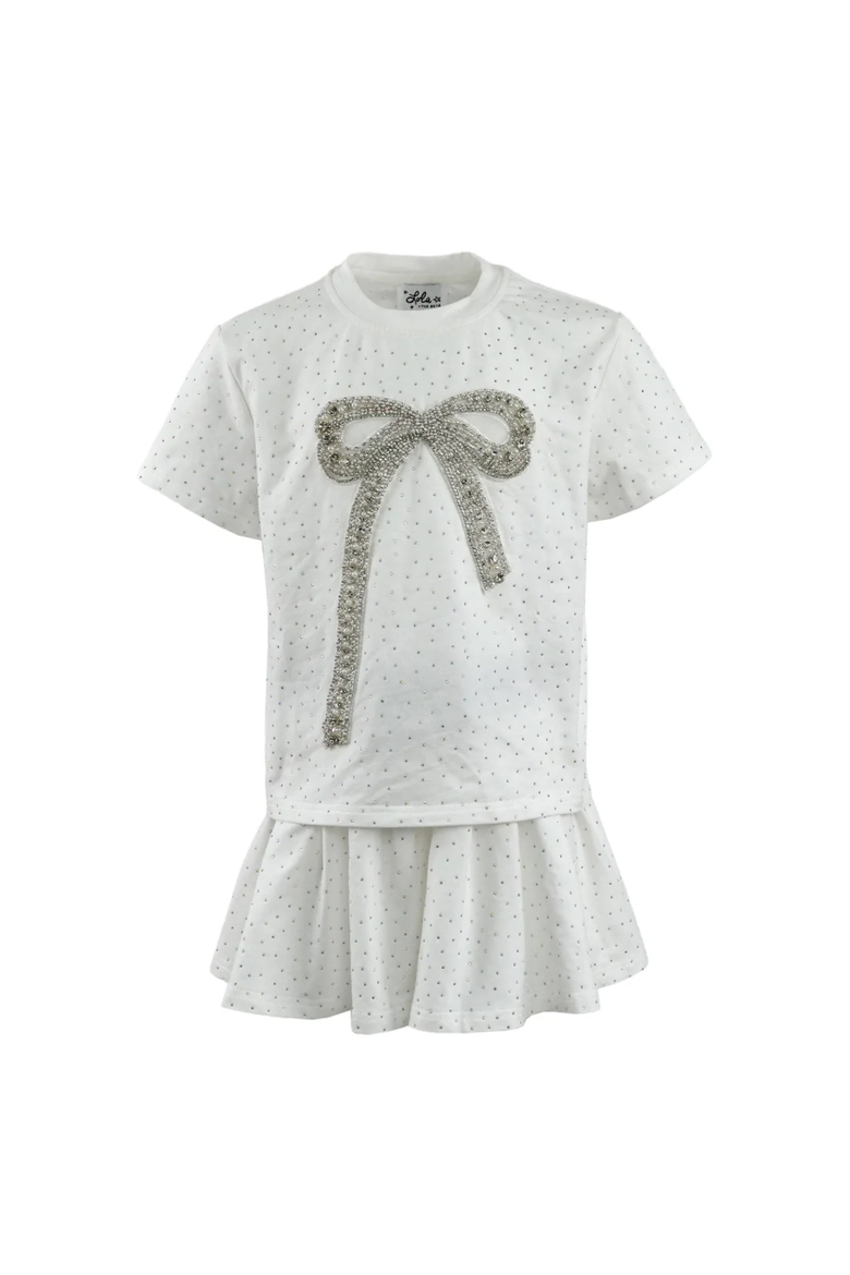 Crystal Bow Short Set, Main, color, White
