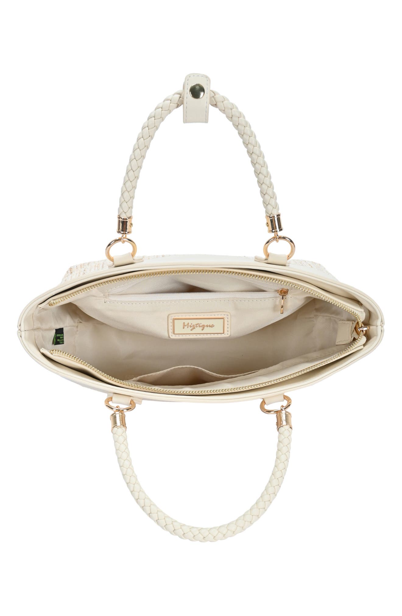 Miztique Top Handle Colorblock Raffia Tote, Alternate, color, Oat