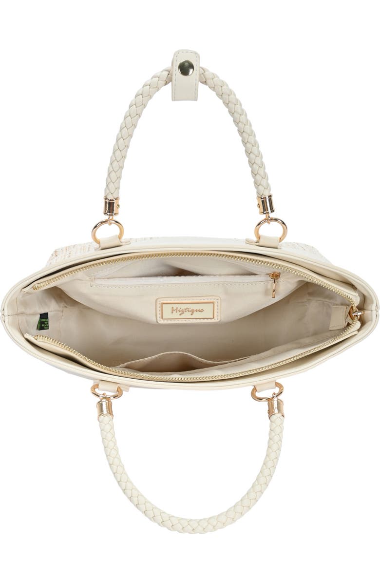 Miztique Top Handle Colorblock Raffia Tote, Alternate, color, Oat