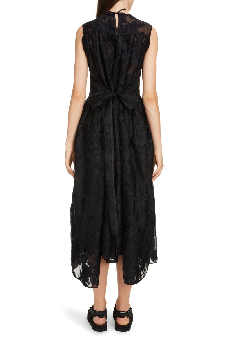 Emma Floral Jacquard Midi Dress, Alternate, color, BLACK