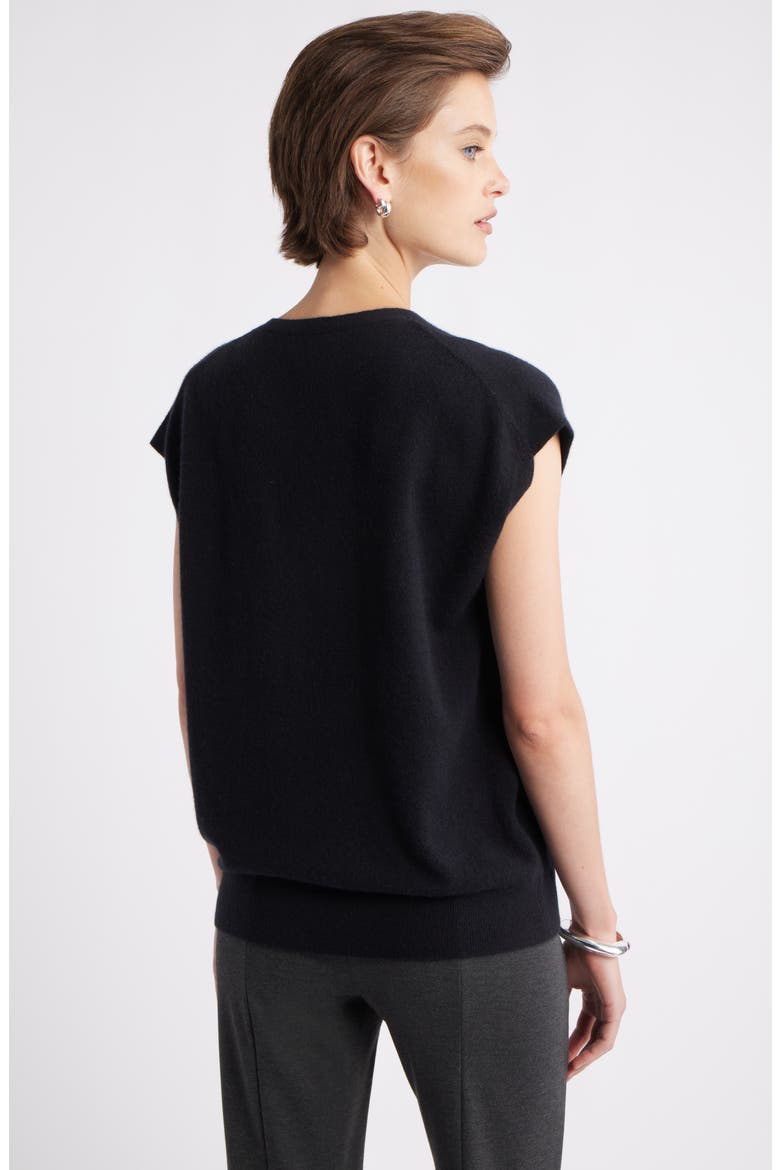 Cashmere V-Neck Sweater Vest, Alternate, color, BLACK ROCK