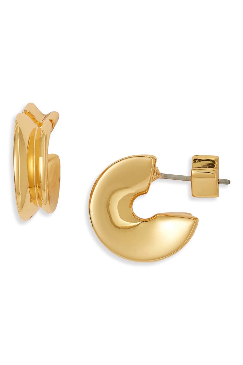 Hidden Heart Small Huggie Hoop Earrings, Main, color, HIGH POLISH GOLD
