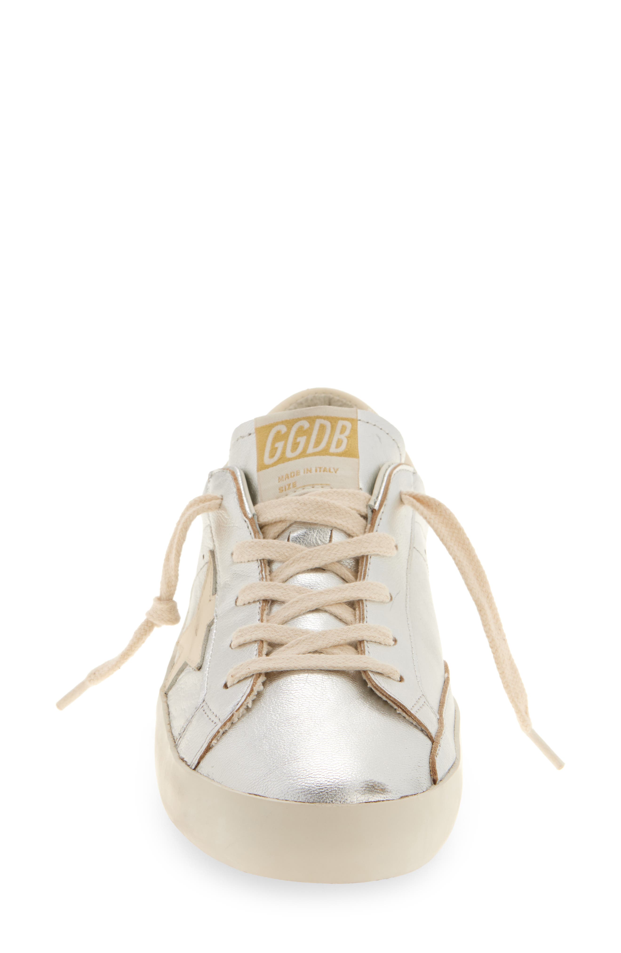 Golden Goose Kids' Super-Star Laminated Low Top Sneaker, Alternate, color, Silver/ Cream