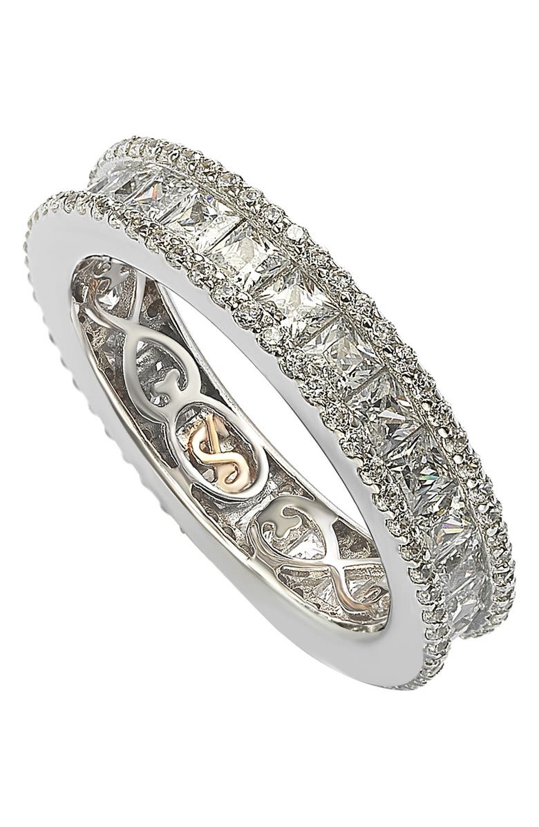 SUZY LEVIAN Square Cut CZ Eternity Band Ring, Alternate, color, White