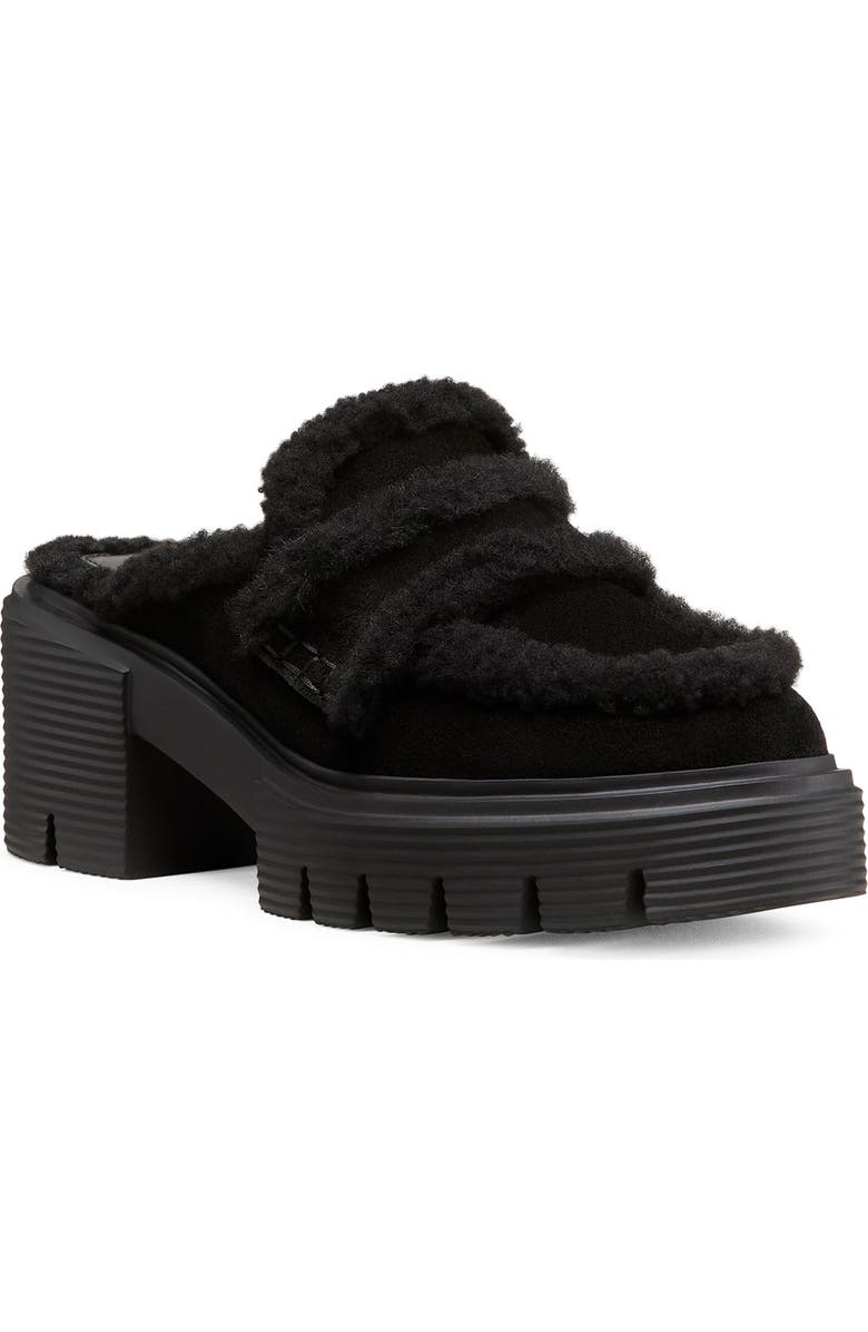 Stuart Weitzman Lennox Genuine Shearling Trim Platform Loafer, Main, color,