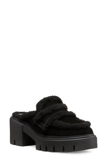 Stuart Weitzman Lennox Genuine Shearling Trim Platform Loafer