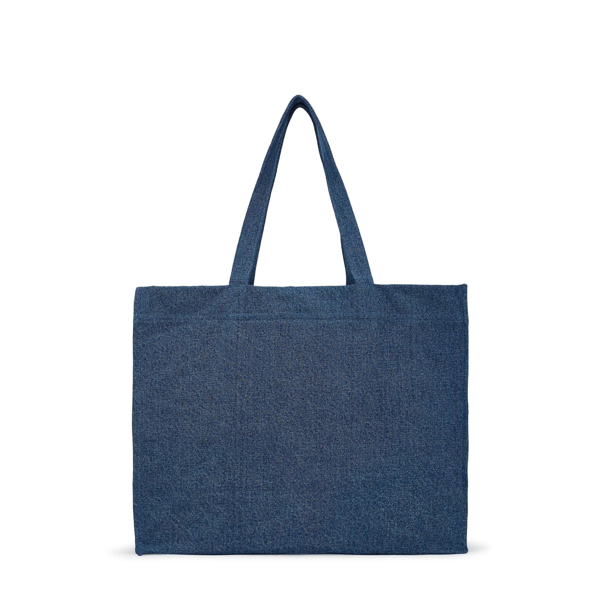 Denim Logo Shopper Tote, Alternate, color, Washed Mid Blue