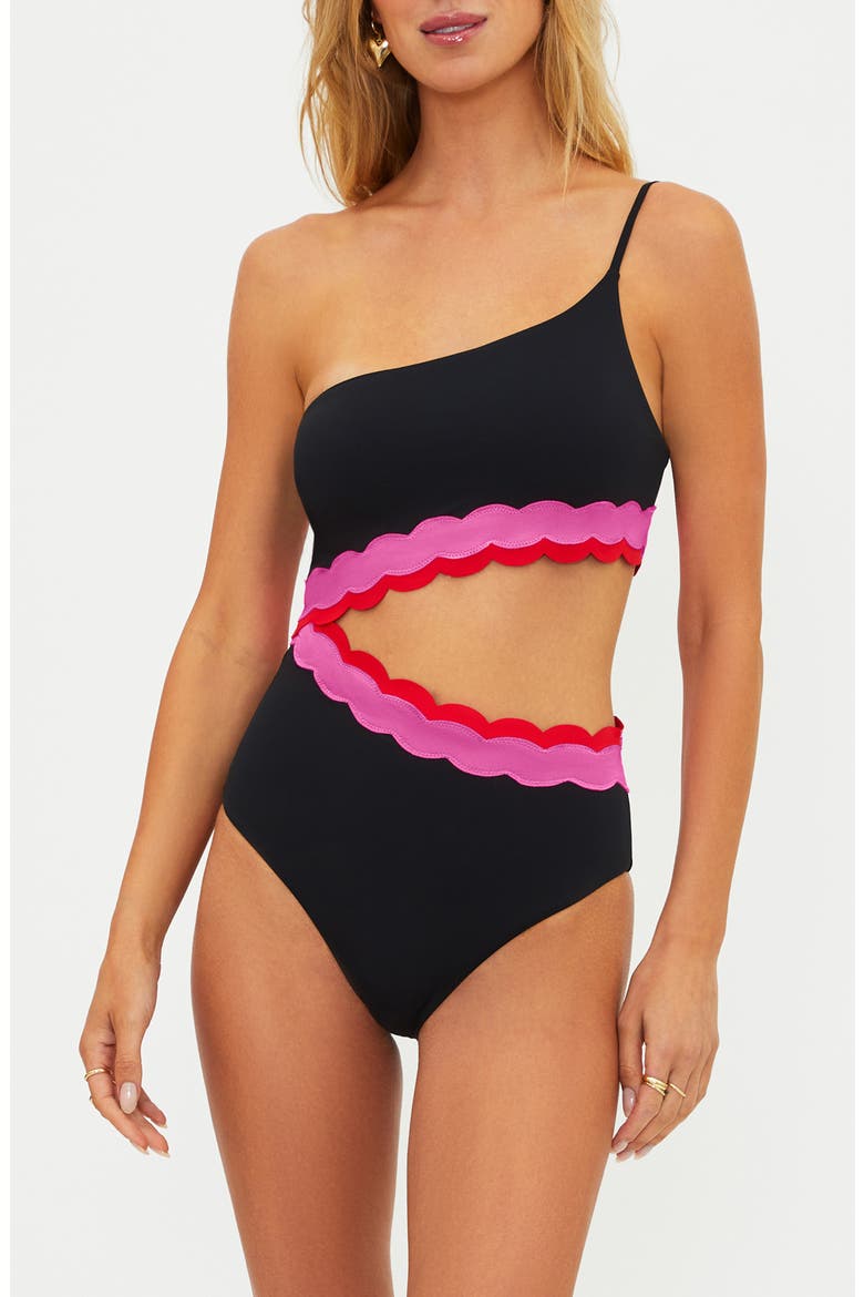 Liora Scallop Cutout One-Piece Swimsuit, Main, color, ELECTRIC WAVE