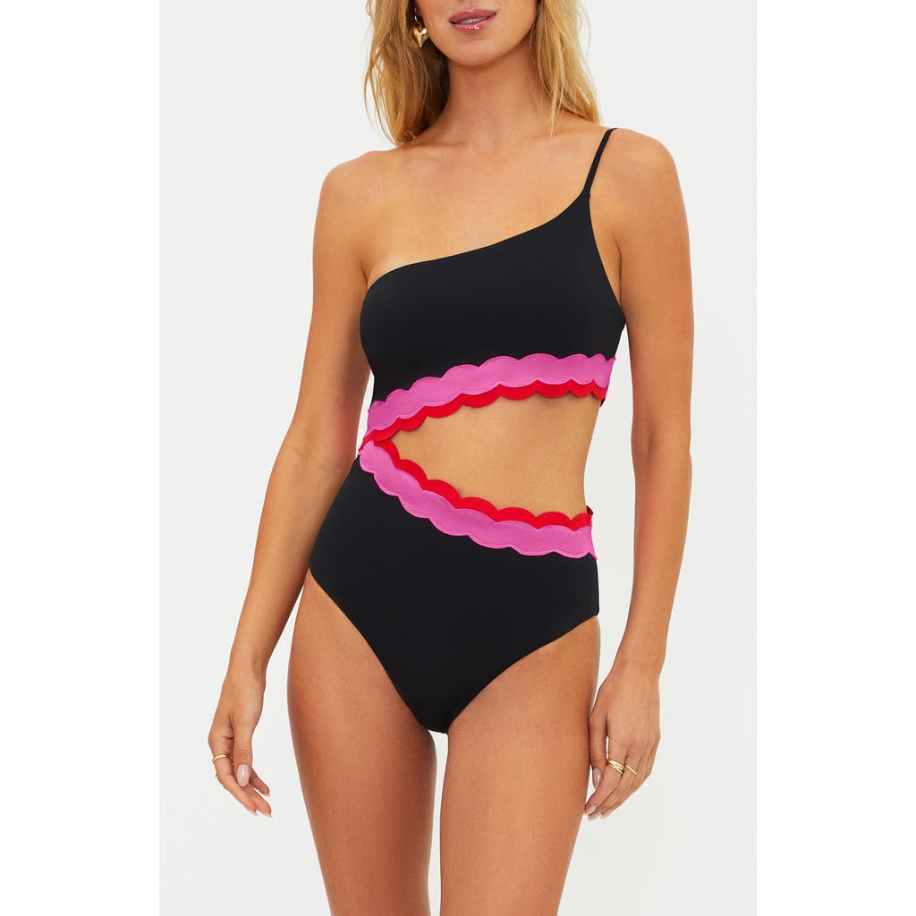 Beach Riot Liora Scallop Cutout One-piece Swimsuit In Electric Wave