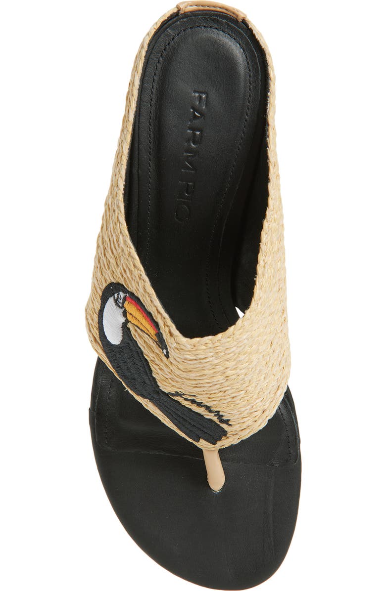 FARM Rio Icons Raffia Kitten Heel Slide Sandal, Alternate, color, Tucan Black