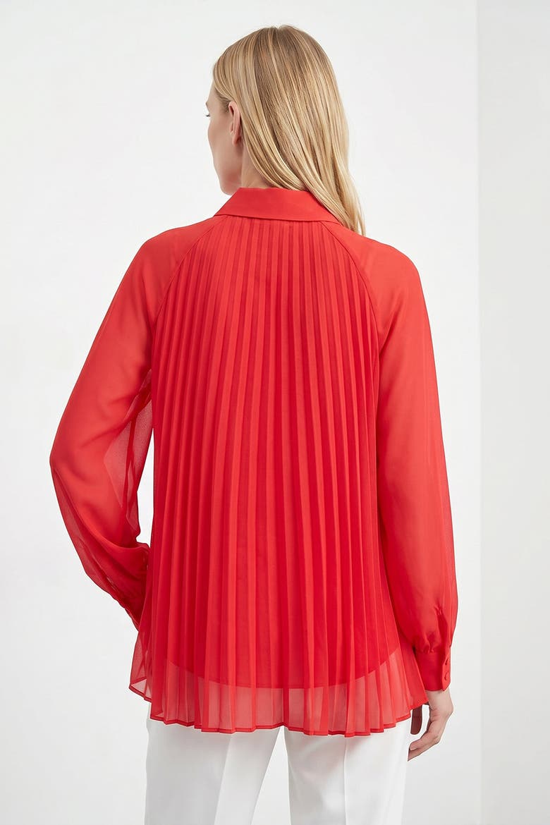 Keyla Long Sleeve Shirt With Buttoned Cuffs, Alternate, color, RED