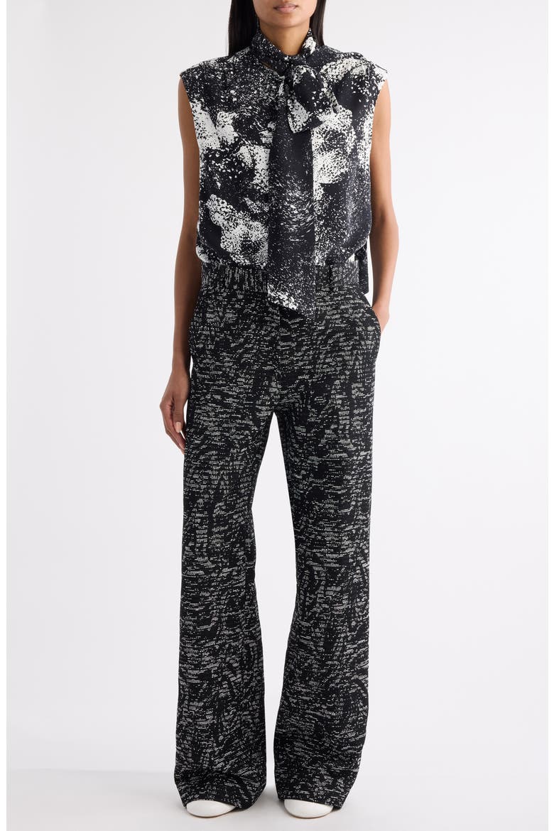 Cecussi Abstract Floral Tie Neck Top, Alternate, color, BLACK