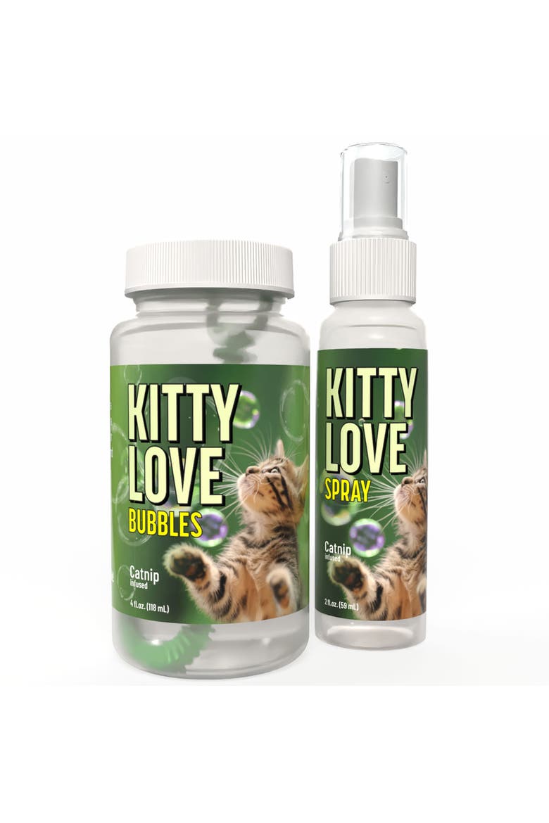Kitty Love Play and Spray Duo, Catnip 4oz Bottle, 2oz Spray, Main, color, Green