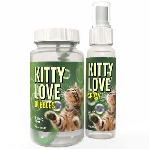 Kitty Love Play and Spray Duo, Catnip 4oz Bottle, 2oz Spray