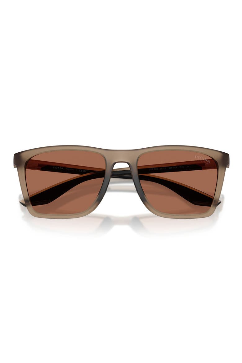 56mm Pillow Sunglasses, Alternate, color, BROWN FROSTED / BROWN TUNING