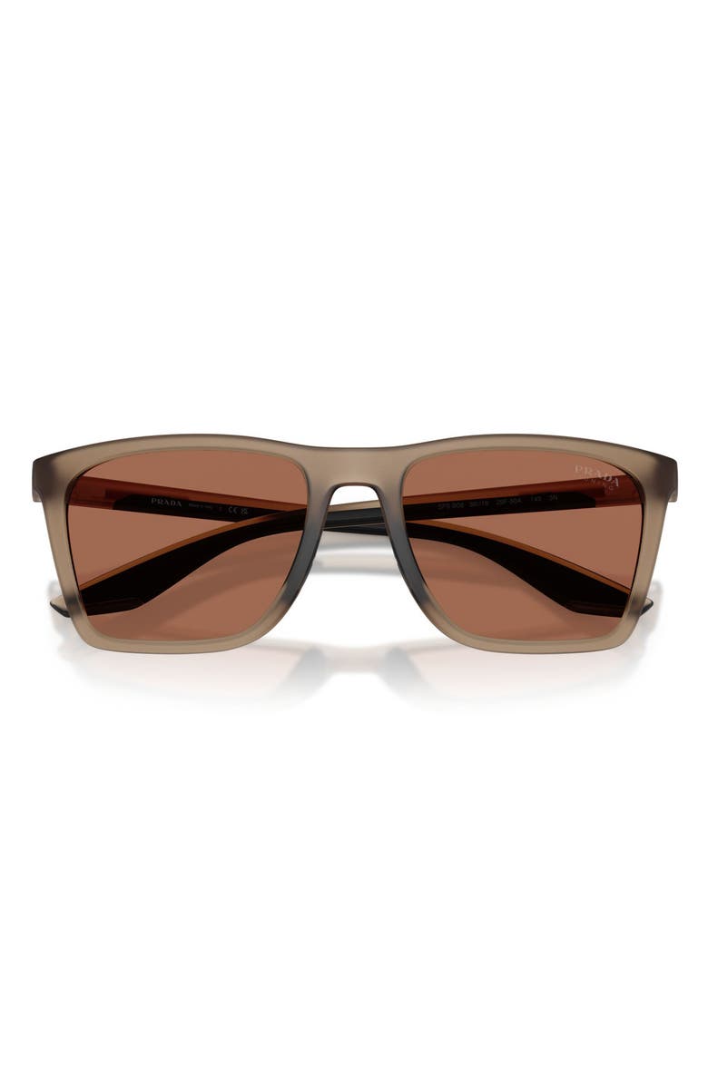 Prada Linea Rossa 56mm Pillow Sunglasses, Alternate, color, Brown Frosted / Brown Tuning