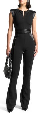 Manière De Voir Satin Contour Flared Jumpsuit