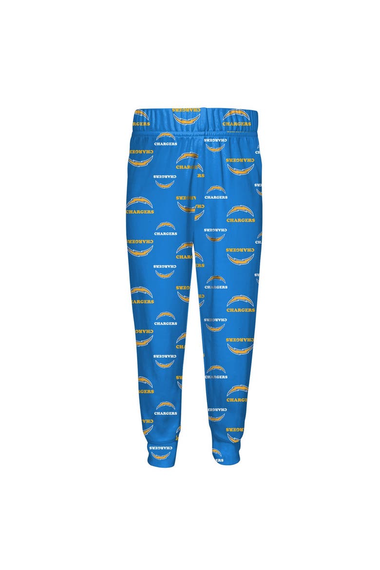 Youth Outerstuff Powder Blue Los Angeles Chargers All-Over-Print Long Sleeve T-Shirt and Pants Sleep Set, Alternate, color, Powder Blue