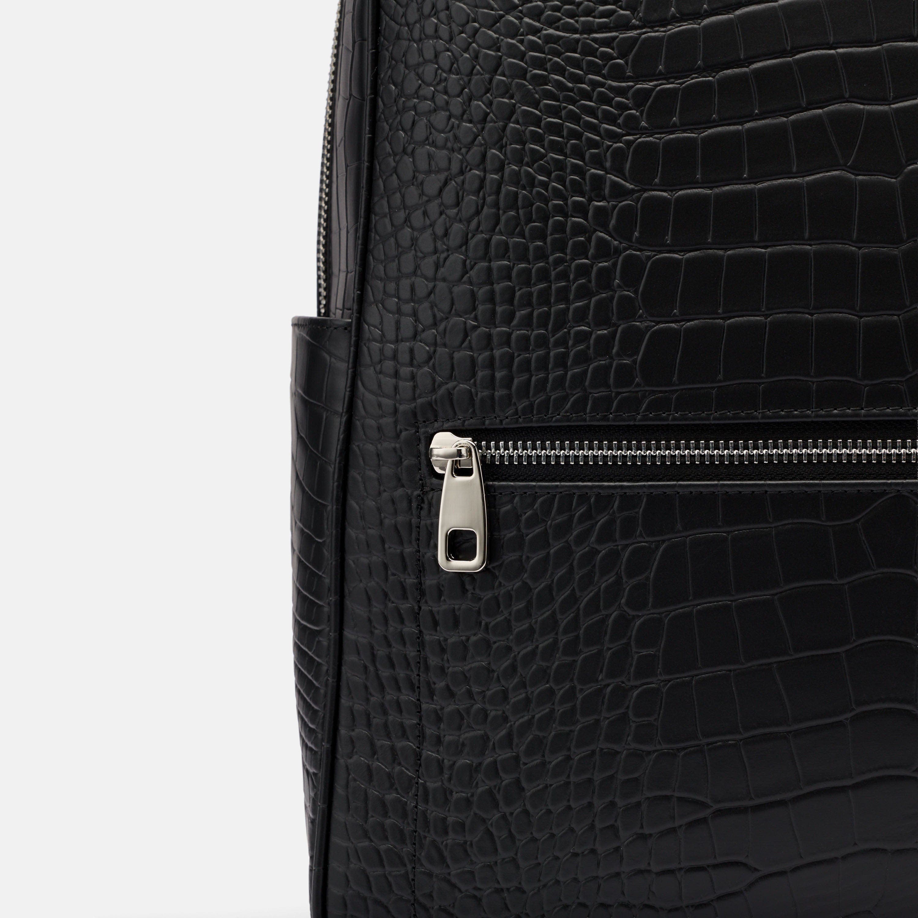 MARC NOLAN Fulton Croc-Embossed Calfskin Leather Backpack, Alternate, color, Black Crocskin