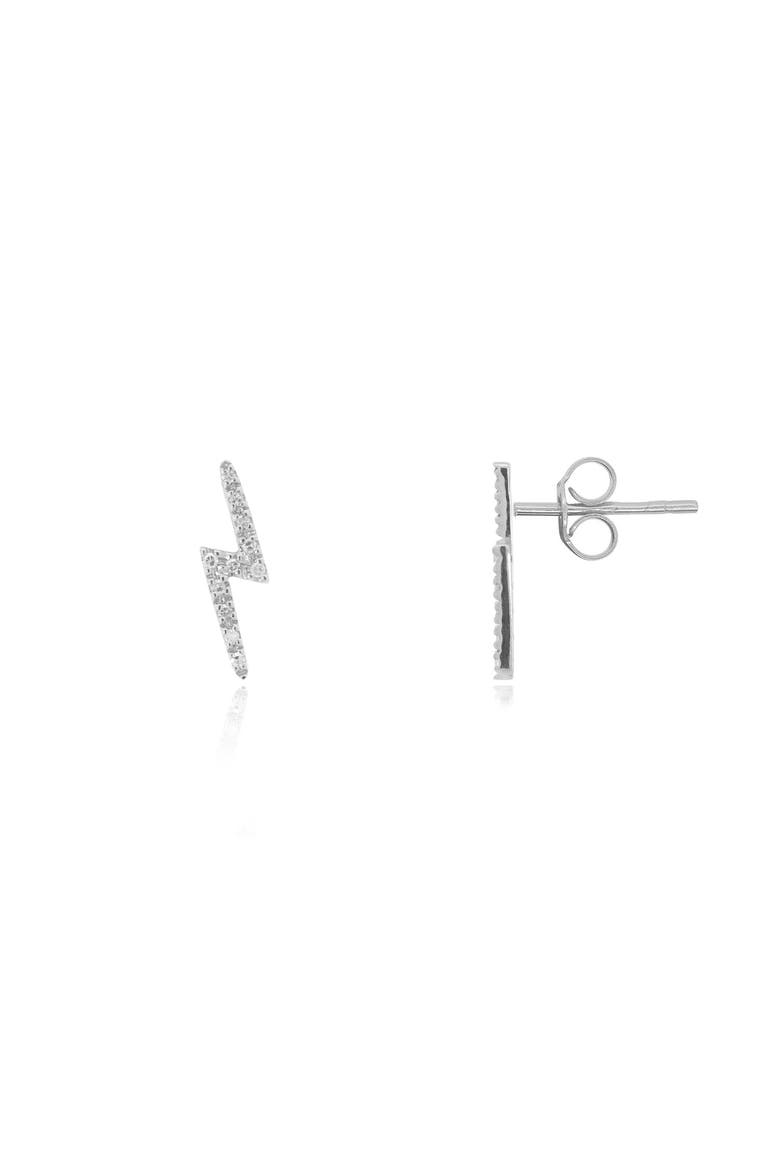 Diamond Lightning Bolt Stud Earrings, Main, color, White Gold