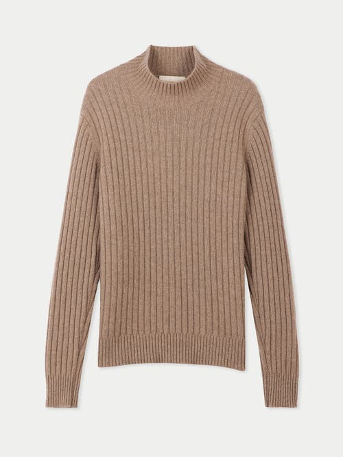 Gobi Mongolian Cashmere Organic Color Textured Knit Cashmere Sweater In Taupe