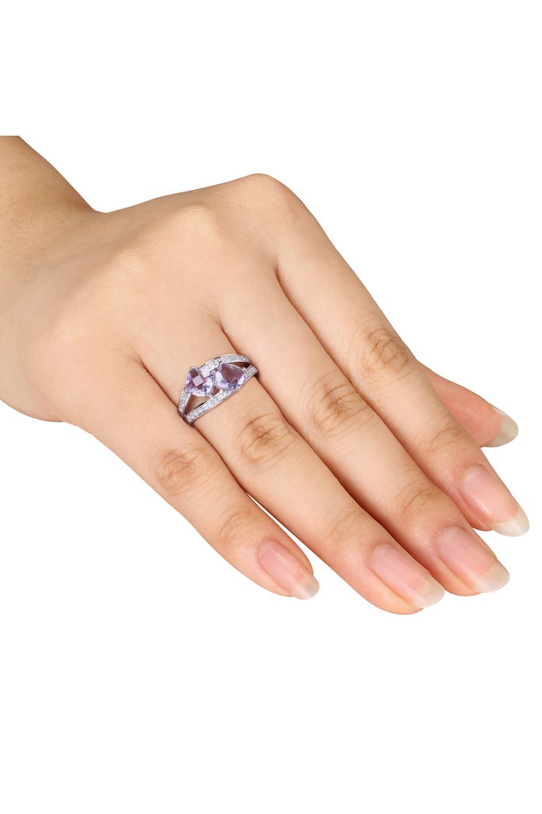 Rose de France & Diamond 2-Stone Ring, Alternate, color, Rose de France