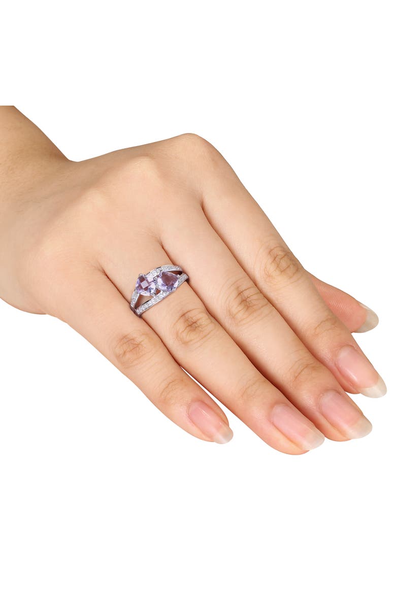 Julianna B. Rose de France & Diamond 2-Stone Ring, Alternate, color, Rose De France