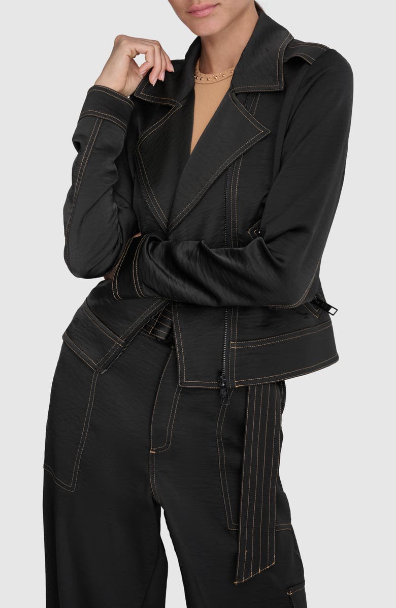 DKNY Asymmetric Zip Moto Jacket, Alternate, color, 