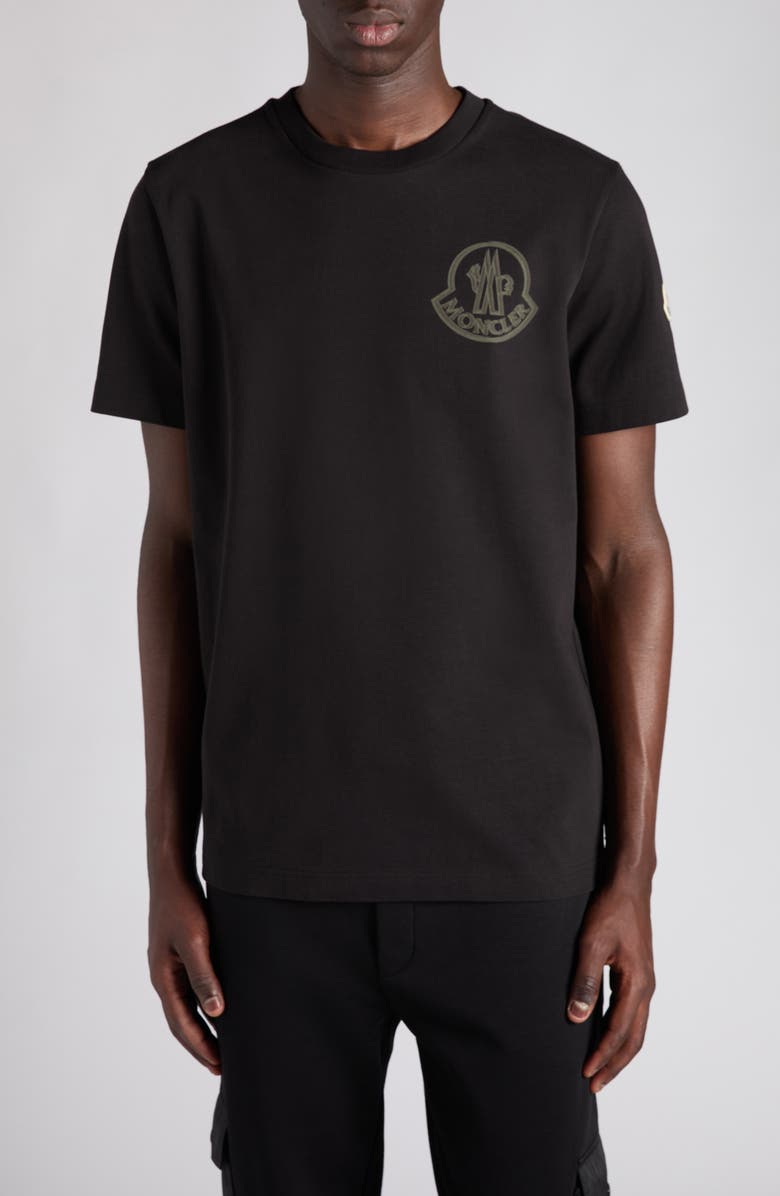 Moncler Logo Patch Cotton T-Shirt, Main, color, Black
