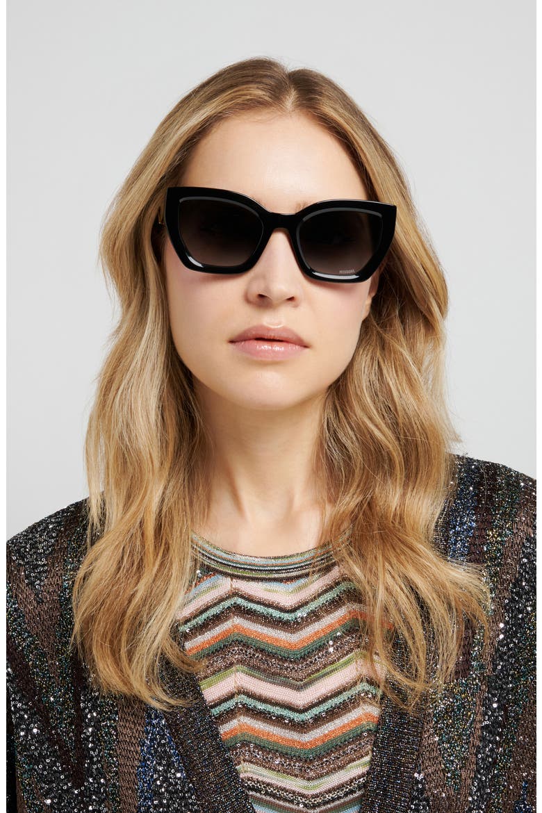 53mm Gradient Rectangular Sunglasses, Alternate, color, BLACK/ DARK GREY SF