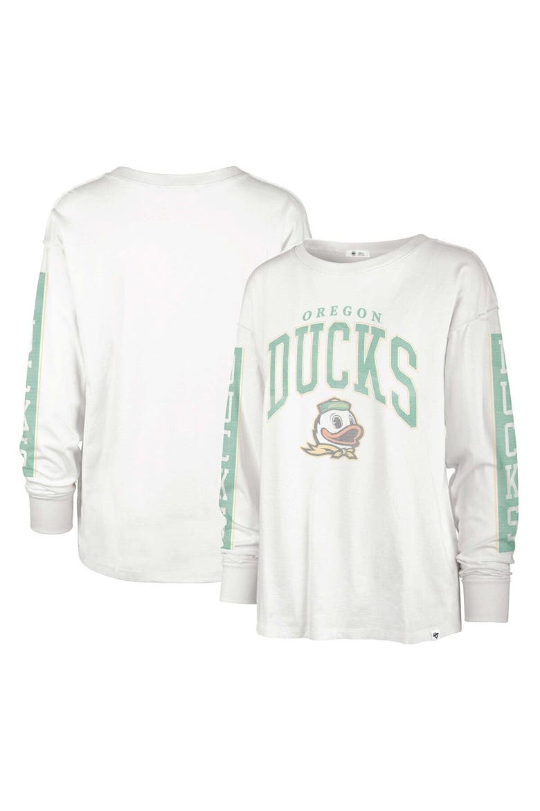 Women's '47 Cream Oregon Ducks Statement SOA 3-Hit Long Sleeve T-Shirt, Main, color, White