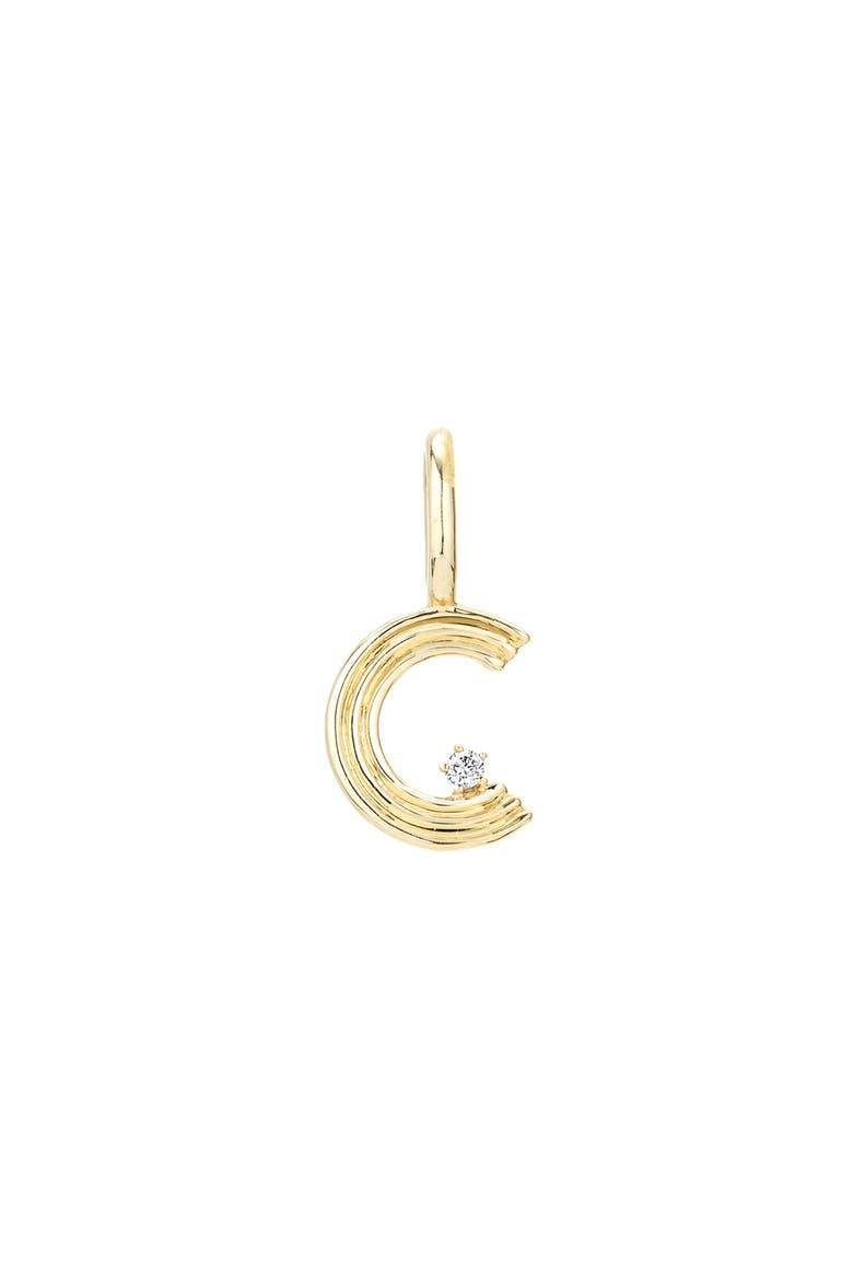 Groovy Diamond Initial Mini Charm Necklace, Alternate, color, YELLOW GOLD - C