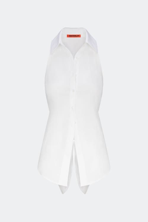 Simonmiller Loch Sleeveless Poplin Button-front Shirt In Macadamia