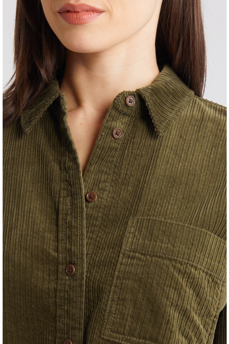 Variegated Corduroy Button-Up Shirt, Alternate, color, KALE