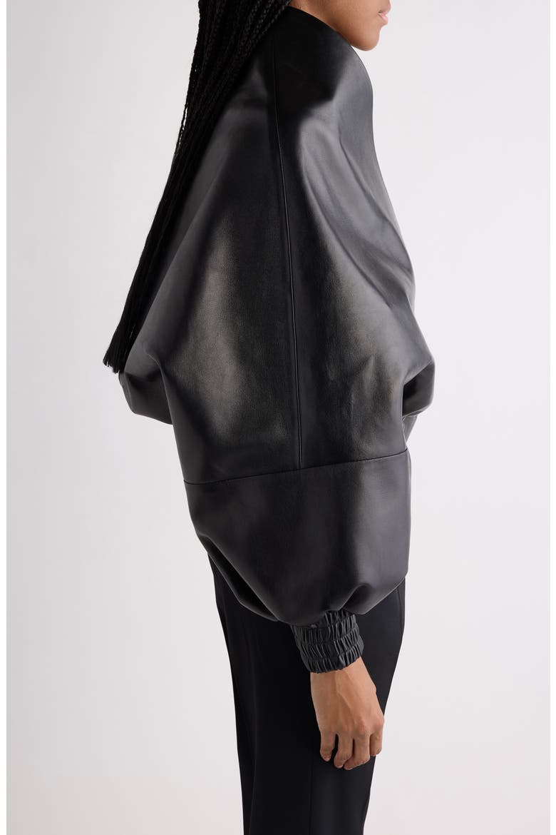 Folded Leather Wrap Jacket, Alternate, color, 1000 BLACK