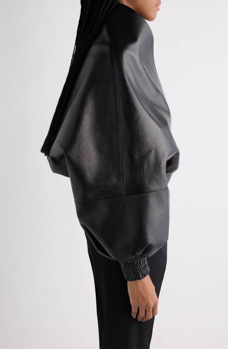 Balenciaga Folded Leather Wrap Jacket, Alternate, color, 1000 Black