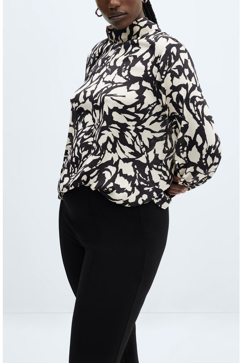 Print Mock Neck Top, Alternate, color, BLACK
