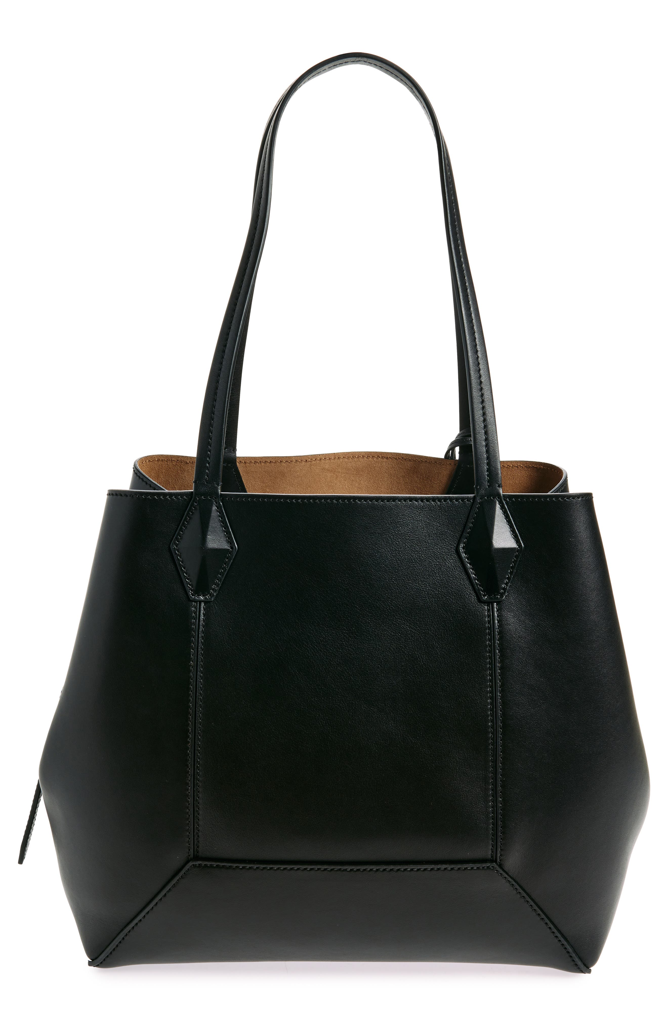 Jimmy Choo Medium Diamond Leather Tote, Alternate, color, Black