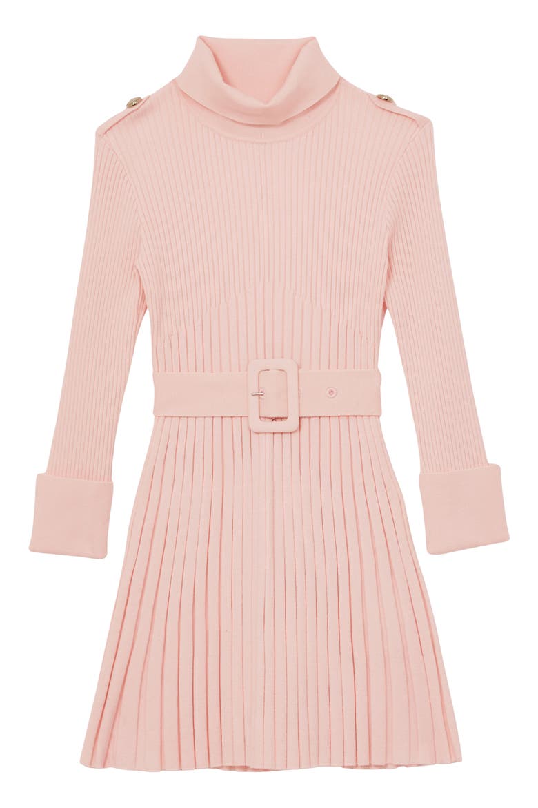 Kids' Vinnie Long Sleeve Pleated Sweater Dress, Main, color, PINK