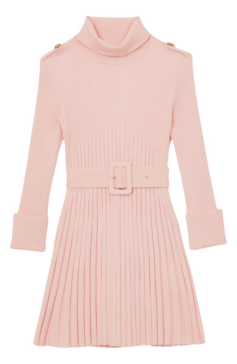 Reiss Kids' Vinnie Long Sleeve Pleated Sweater Dress, Main, color, Pink