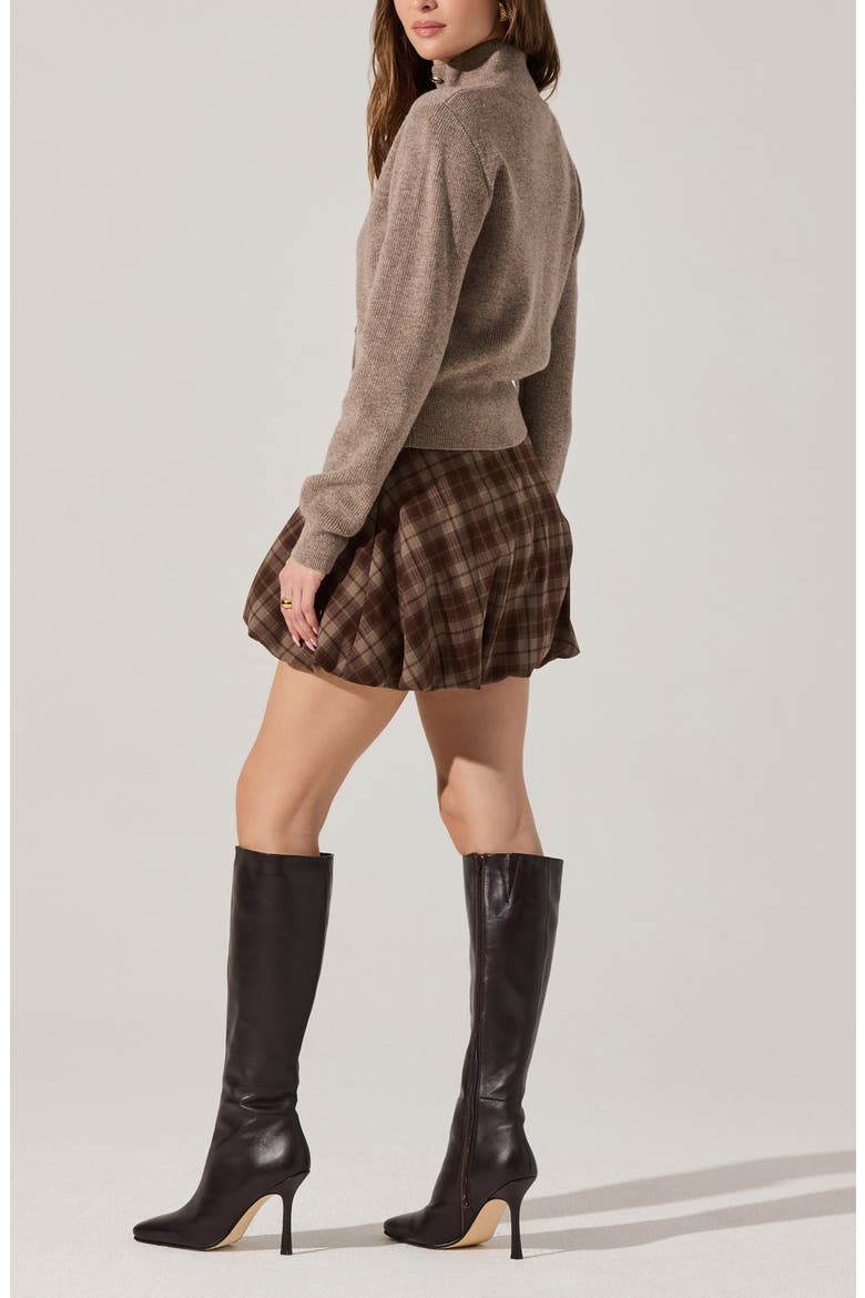 Toini Plaid Bubble Mini Skort, Alternate, color, BROWN PLAID