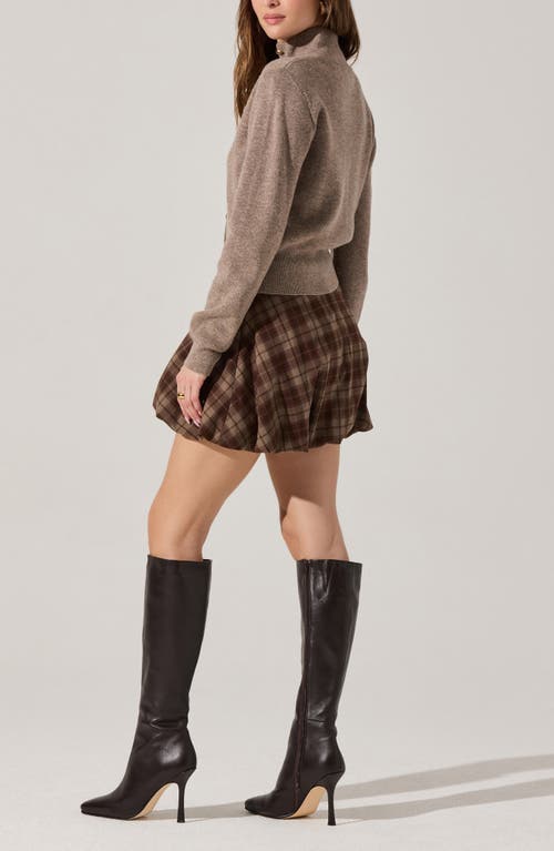 Astr The Label Toini Plaid Bubble Mini Skort In Brown