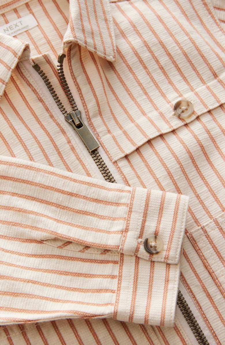 NEXT Kids' Stripe Zip Overshirt, Alternate, color, Brown