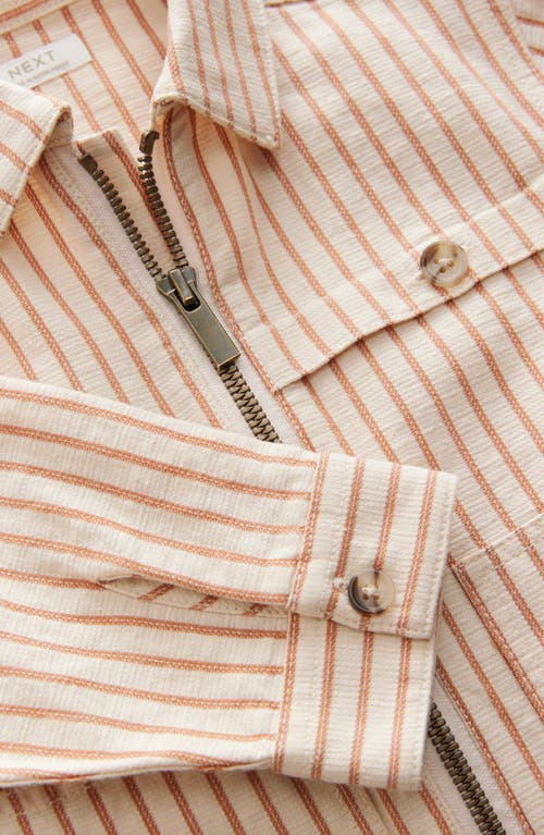 Next Kids' Stripe Zip Overshirt In Brown